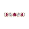 thumbnail image 1 of AFFY 0.87 Carat (Cttw) Round Simulated Pink Ruby & Natural Diamond Engagement Band Ring 14K Solid Rose Gold Ring Size-9, 1 of 4