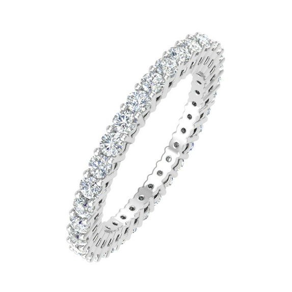 0.87 Carat Diamond Eternity Wedding Band in 14K White Gold (Ring Size 4) (I1-I2 Clarity)