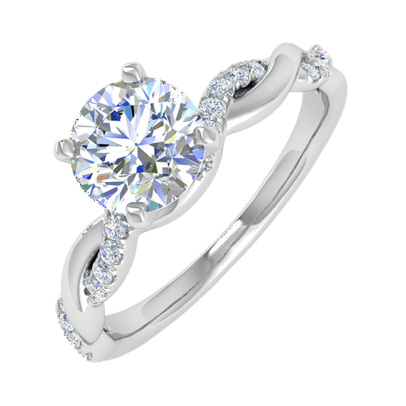 0.87 Carat Prong Set Solitaire Diamond Engagement Ring Band in 14K White Gold (Ring Size 5)