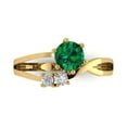 thumbnail image 1 of Three-Stone Engagement Ring for Women - 0.87ct Simulated Emerald in 14K Yellow Gold Promise Ring, 1 of 8