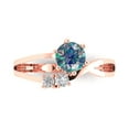 thumbnail image 1 of 0.87 ct Round Cut Blue Moissanite 3 Stone 14K Rose Gold Womens Engagement Ring, 1 of 5