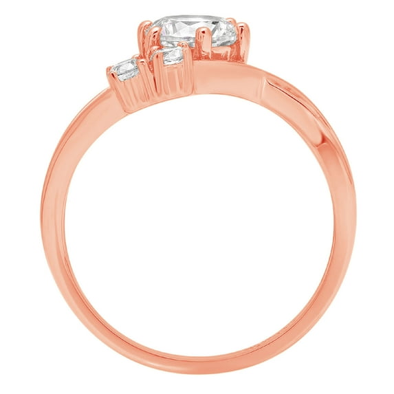0.87 ct Round Cut Moissanite Three-Stone Engagement Ring for Women in 18K Rose Gold