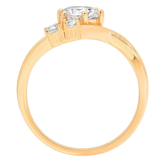 0.87 ct Round Cut Moissanite Three-Stone Engagement Ring for Women in 18K Yellow Gold