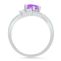 0.87 ct Round Cut Natural Amethyst Three-Stone Engagement Ring for Women in 18K White Gold