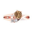 thumbnail image 1 of 0.87 ct Round Cut Simulated Champagne Diamond 3 Stone 18K Rose Gold Womens Engagement Ring, 1 of 5