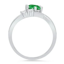 0.87 ct Round Cut Simulated Emerald Three-Stone Engagement Ring for Women in 18K White Gold
