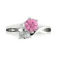 thumbnail image 1 of 0.87 ct Round Cut Simulated Pink Diamond Three-Stone Engagement Ring for Women in 18K White Gold, 1 of 5