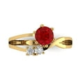 thumbnail image 1 of Clara Pucci 14K Yellow Gold Solid Gold Tourmaline Three-Stone Anniversary Ring for Women - 0.87 cttw Round Cut, 1 of 8