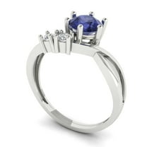 0.87 ct Round Cut Simulated Tanzanite Three-Stone Engagement Ring for Women in 14K White Gold