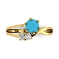thumbnail image 1 of Clara Pucci 14K Yellow Gold Solid Gold Turquoise Three-Stone Anniversary Ring for Women - 0.87 cttw Round Cut, 1 of 8