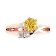 thumbnail image 1 of Clara Pucci 14K Rose Gold Solid Gold Yellow Three-Stone Anniversary Ring for Women - 0.87 cttw Round Cut, 1 of 8