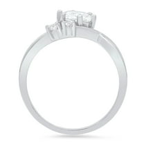 0.87 ct Round Cut White Sapphire Three-Stone Engagement Ring for Women in 18K White Gold