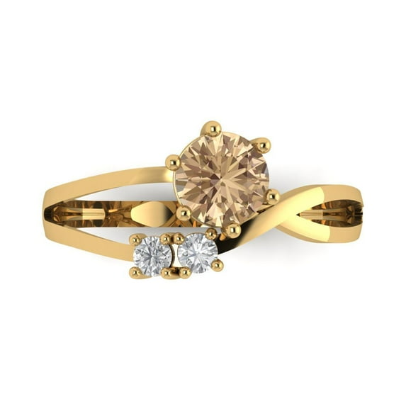 Clara Pucci 14K Yellow Gold 0.87ct YellowMoissanite Three-Stone Ring