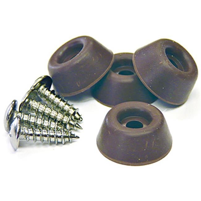 0.87 in. TruGuard Screw On Rubber Bumpers, Brown - Pack of 4