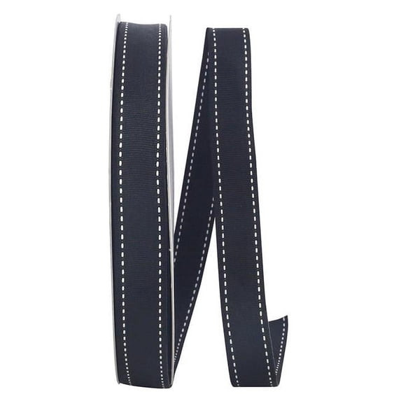 0.875 in. 50 Yards Grosgrain Saddle Stitch Ribbon, Black