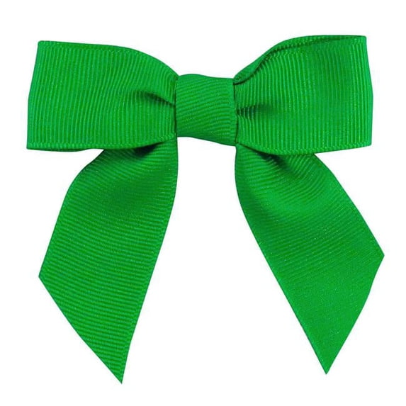 0.875 in. Grosgrain Twist Tie Bow, Emerald - Large - 100 Piece