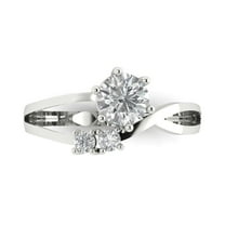 Three-Stone Engagement Ring for Women - 0.87ct Moissanite in 18K White Gold Promise Ring