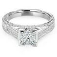 thumbnail image 1 of 0.88 CTW Princess Diamond Vintage Cathedral Solitaire Engagement Ring with Accents in 14K White Gold - Size 5.5, 1 of 1