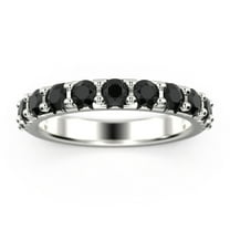 0.88ct black diamond moissanite 18K White Gold Over Silver Wedding Band