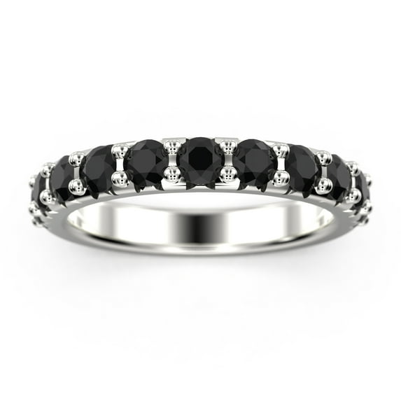 0.88ct black diamond moissanite 18K White Gold Over Silver Wedding Band