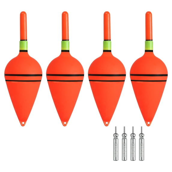 Uxcell 0.88oz Lighted Fishing Slip Bobbers EVA Light Up in Red Fishing Float with Battery 4 Pack