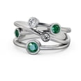 thumbnail image 1 of 0.89 Ct Unique D/VVS1 Round Cut Emerald Gemstone Real Diamond Engagement Eternity Band 14K White Gold Size 7.5, 1 of 7