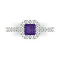 thumbnail image 1 of Clara Pucci 14K White Gold Solid Gold Amethyst Halo Anniversary Ring for Women - 0.89 cttw Princess Cut, 1 of 8
