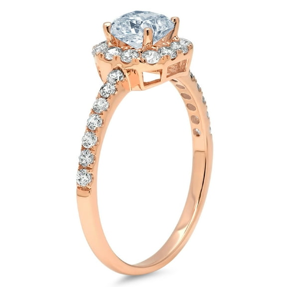 0.89 ct Princess Cut Natural Aquamarine Halo Engagement Ring for Women in 18K Rose Gold