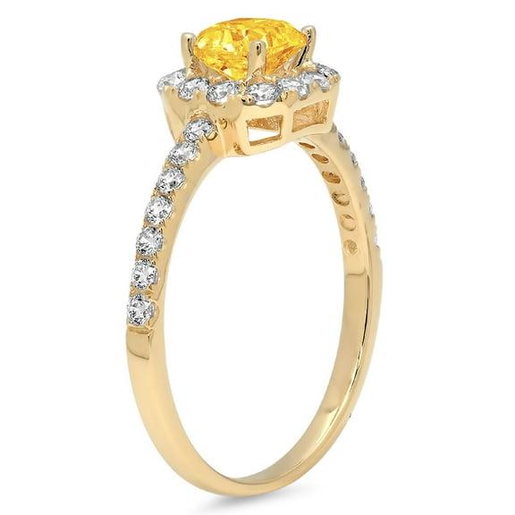 0.89 ct Princess Cut Natural Citrine Halo Engagement Ring for Women in 18K Yellow Gold