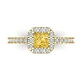 thumbnail image 1 of Clara Pucci 14K Yellow Gold Solid Gold Citrine Halo Anniversary Ring for Women - 0.89 cttw Princess Cut, 1 of 8