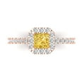 thumbnail image 1 of 0.89 ct Princess Cut Natural Citrine with Simulated Diamond Halo Accents 18K Rose Gold Womens Engagement Ring, 1 of 5