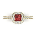 thumbnail image 1 of Clara Pucci 14K Yellow Gold Solid Gold Garnet Halo Anniversary Ring for Women - 0.89 cttw Princess Cut, 1 of 8