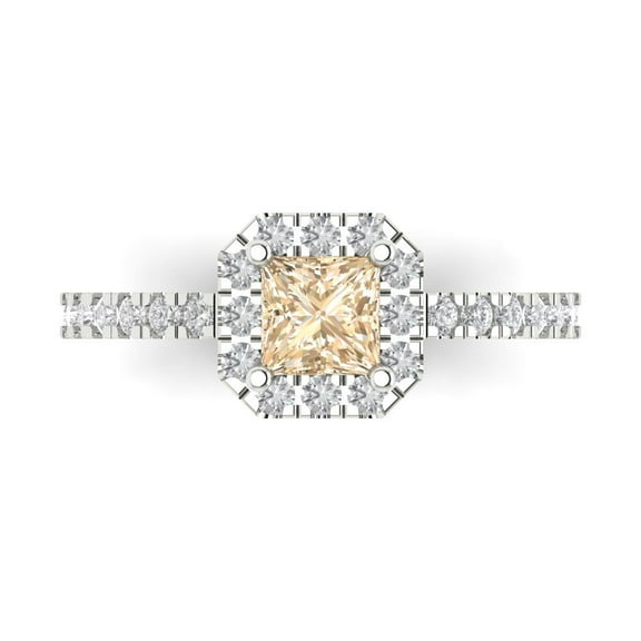 Clara Pucci 14K White Gold 0.89ct Morganite Halo Ring for Women