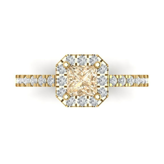 Clara Pucci 14K Yellow Gold 0.89ct Morganite Halo Ring for Women