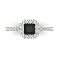 thumbnail image 1 of 0.89 ct Princess Cut Natural Onyx with Simulated Diamond Halo Accents 18K White Gold Womens Engagement Ring, 1 of 5