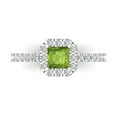 thumbnail image 1 of 0.89 ct Princess Cut Natural Peridot Halo Engagement Ring for Women in 18K White Gold, 1 of 5