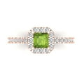 thumbnail image 1 of Clara Pucci 14K Rose Gold Solid Gold Peridot Halo Anniversary Ring for Women - 0.89 cttw Princess Cut, 1 of 8