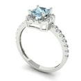 thumbnail image 1 of 0.89 ct Princess Cut Natural Swiss Blue Topaz Halo Engagement Ring for Women in 14K White Gold, 1 of 2