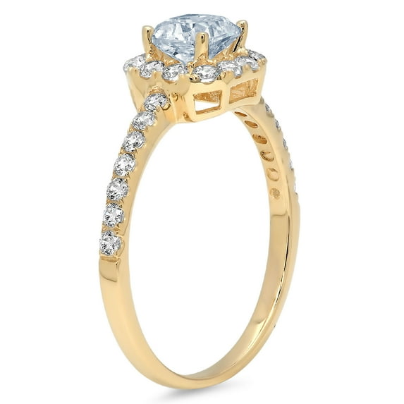 0.89 ct Princess Cut Simulated Blue Diamond Halo Engagement Ring for Women in 14K Yellow Gold
