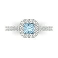 thumbnail image 1 of Clara Pucci 14K White Gold Solid Gold Blue Halo Anniversary Ring for Women - 0.89 cttw Princess Cut, 1 of 8