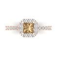 thumbnail image 1 of Clara Pucci 14K Rose Gold 0.89ct Champagne Halo Ring for Women, 1 of 8