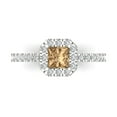 thumbnail image 1 of Clara Pucci 14K White Gold Solid Gold Champagne Halo Anniversary Ring for Women - 0.89 cttw Princess Cut, 1 of 8