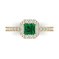 thumbnail image 1 of Clara Pucci 14K Yellow Gold 0.89ct Emerald Halo Ring for Women, 1 of 8