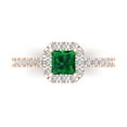 thumbnail image 1 of 0.89 ct Princess Cut Simulated Emerald Halo Engagement Ring for Women in 18K Rose Gold, 1 of 5