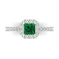 thumbnail image 1 of 0.89 ct Princess Cut Simulated Emerald Halo Engagement Ring for Women in 18K White Gold, 1 of 5