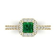thumbnail image 1 of Clara Pucci 14K Yellow Gold Solid Gold Emerald Halo Anniversary Ring for Women - 0.89 cttw Princess Cut, 1 of 8