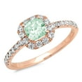 thumbnail image 1 of 0.89 ct Princess Cut Simulated Green Diamond with Simulated Diamond Halo Accents 14K Rose Gold Womens Engagement Ring, 1 of 3