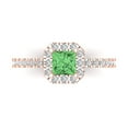 thumbnail image 1 of 0.89 ctw with Simulated Diamond Halo Accents Anniversary Ring for Women | Princess Cut Simulated Green Diamond | Hyperallergenic Solid 18K Rose Gold, 1 of 5