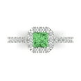 thumbnail image 1 of 0.89 ctw with Simulated Diamond Halo Accents Anniversary Ring for Women | Princess Cut Simulated Green Diamond | Hyperallergenic Solid 18K White Gold, 1 of 5
