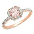 thumbnail image 1 of 0.89 ct Princess Cut Simulated Pink Diamond with Simulated Diamond Halo Accents 14K Rose Gold Womens Engagement Ring, 1 of 3